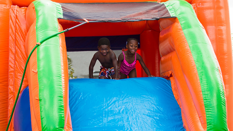 Inside view of an inflatable obstacle course rental
