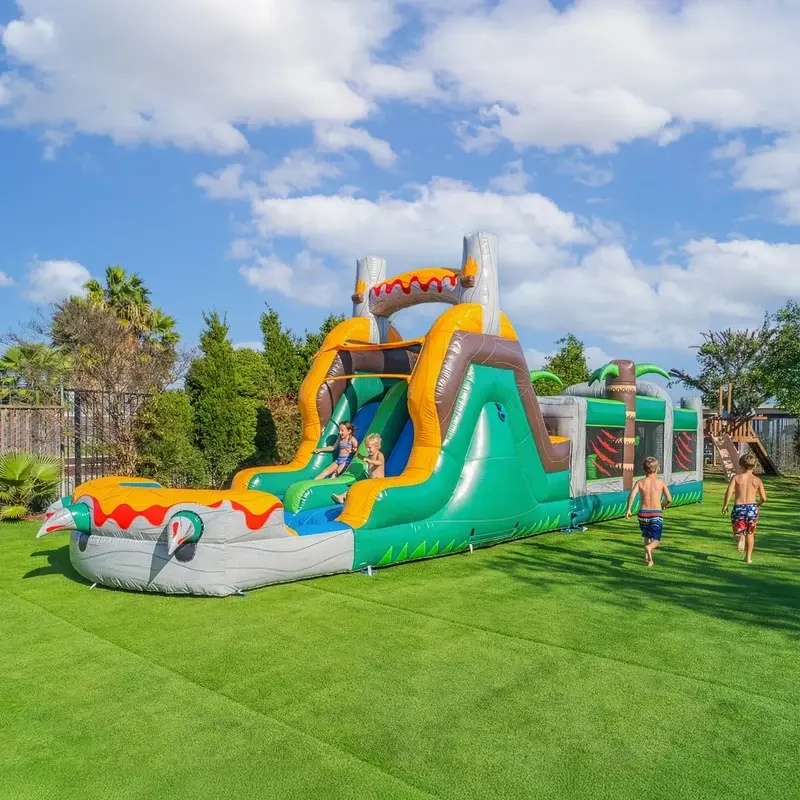 T-Rex combo bounce house and water slide inflatable rental